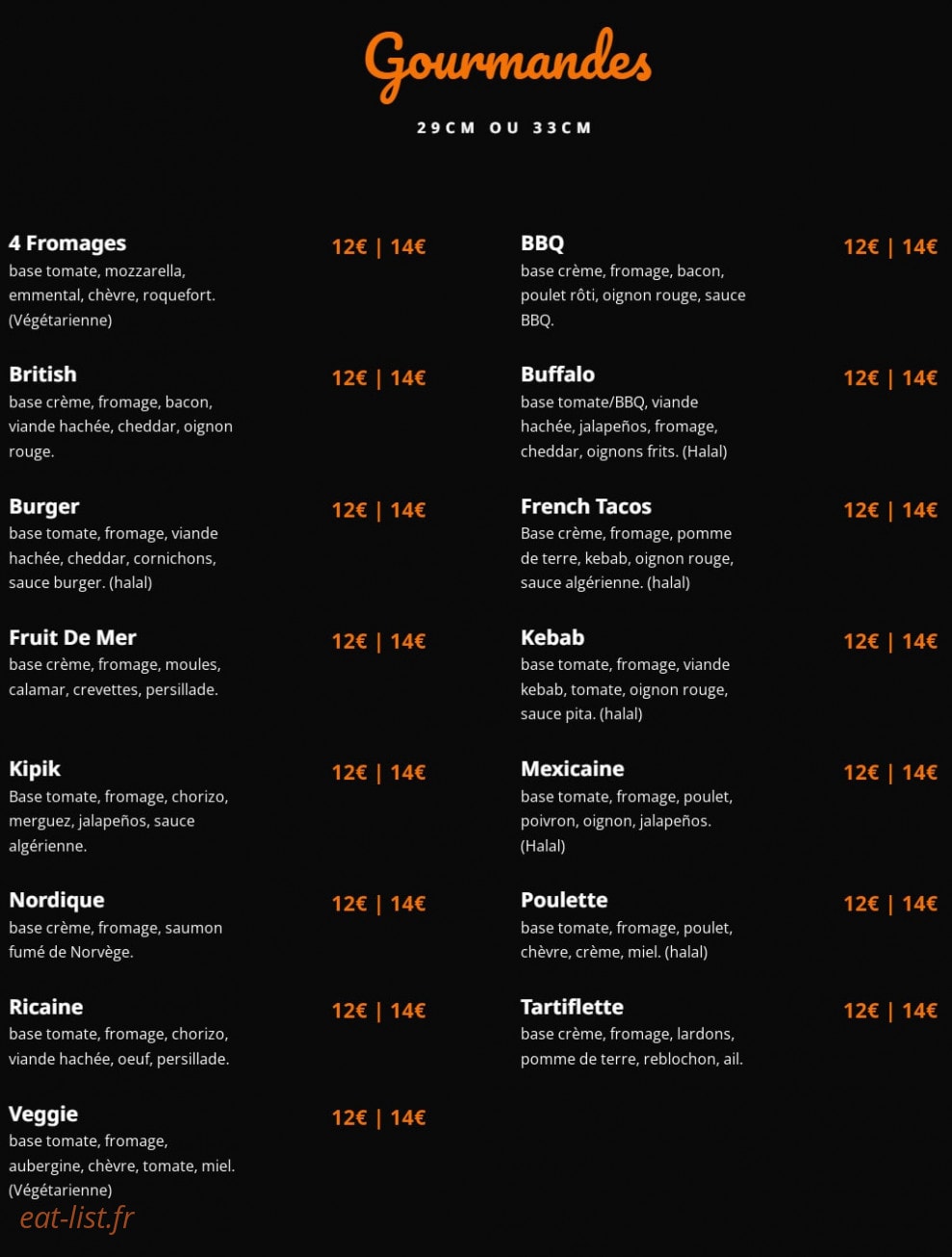 Nosh Pizza — carte page 2