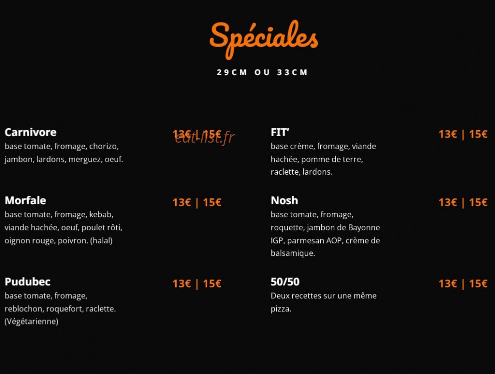 Nosh Pizza — carte page 3
