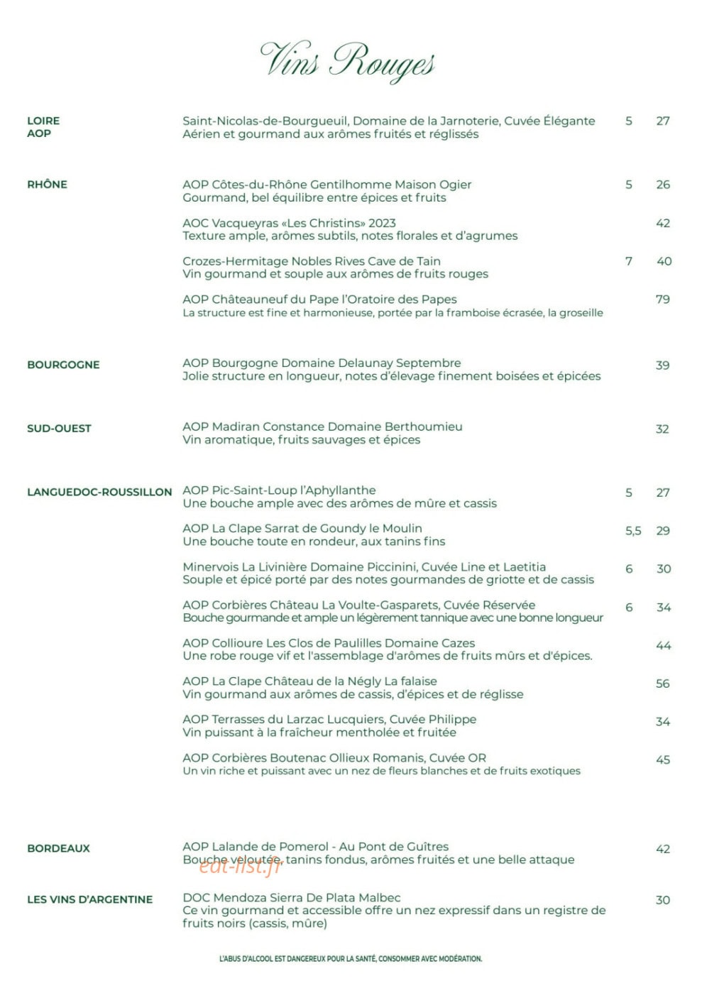 Domaine du Lac — carte page 6
