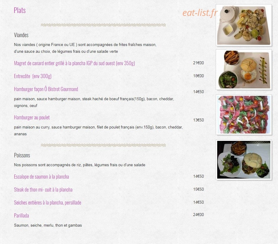 Ô Bistrot Gourmand — carte page 4