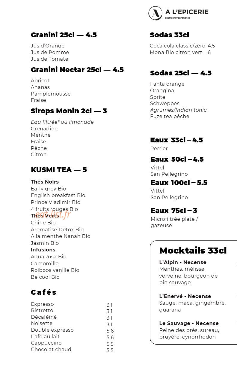 A l'Epicerie — carte page 8