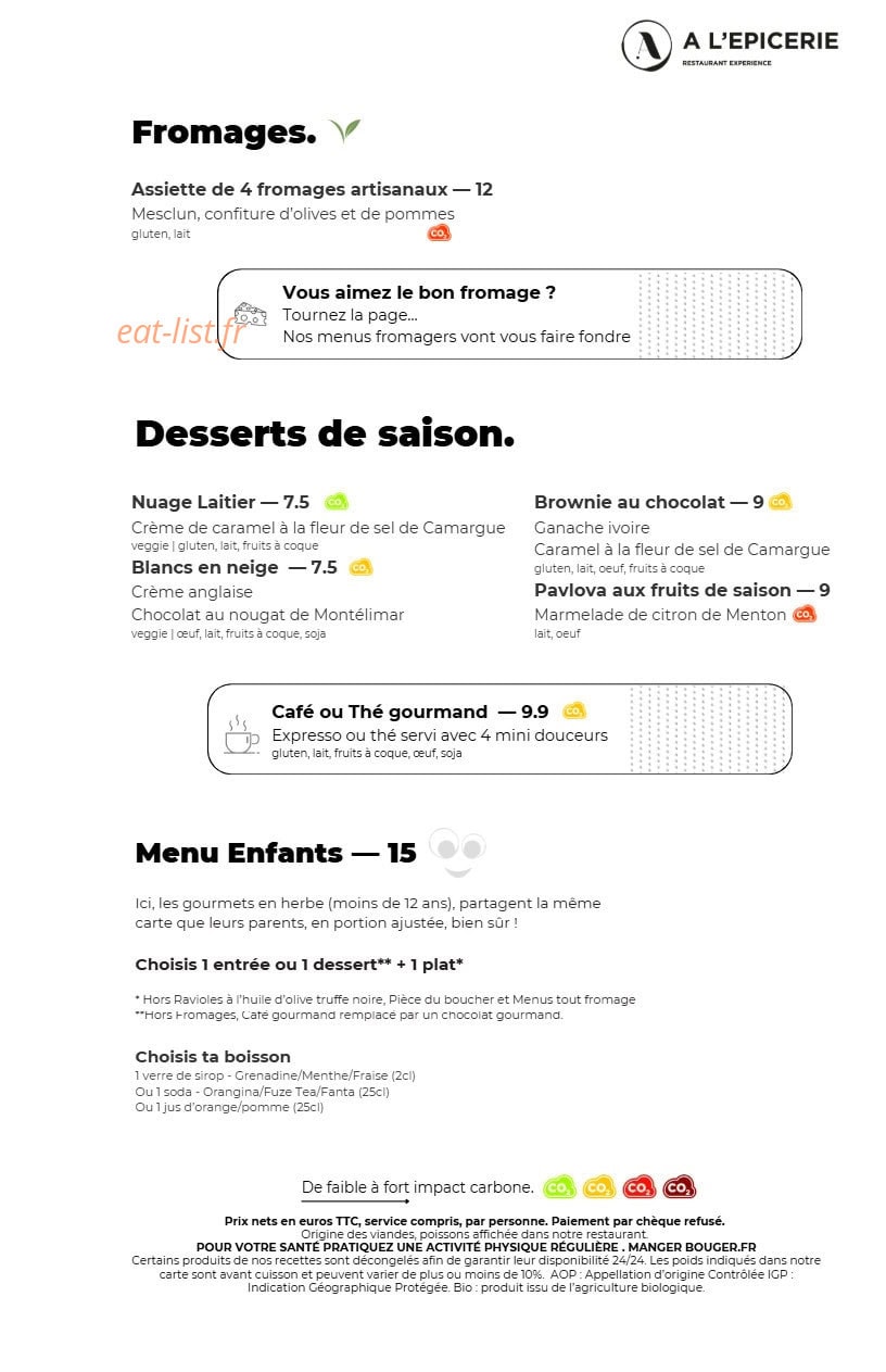 A l'Epicerie — carte page 4