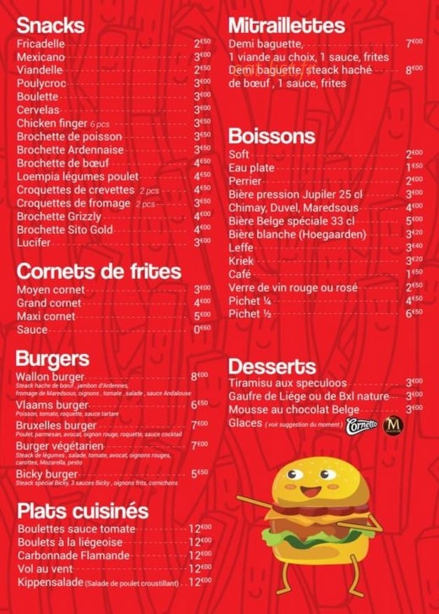 Chez le Belge une fois — carte page 1