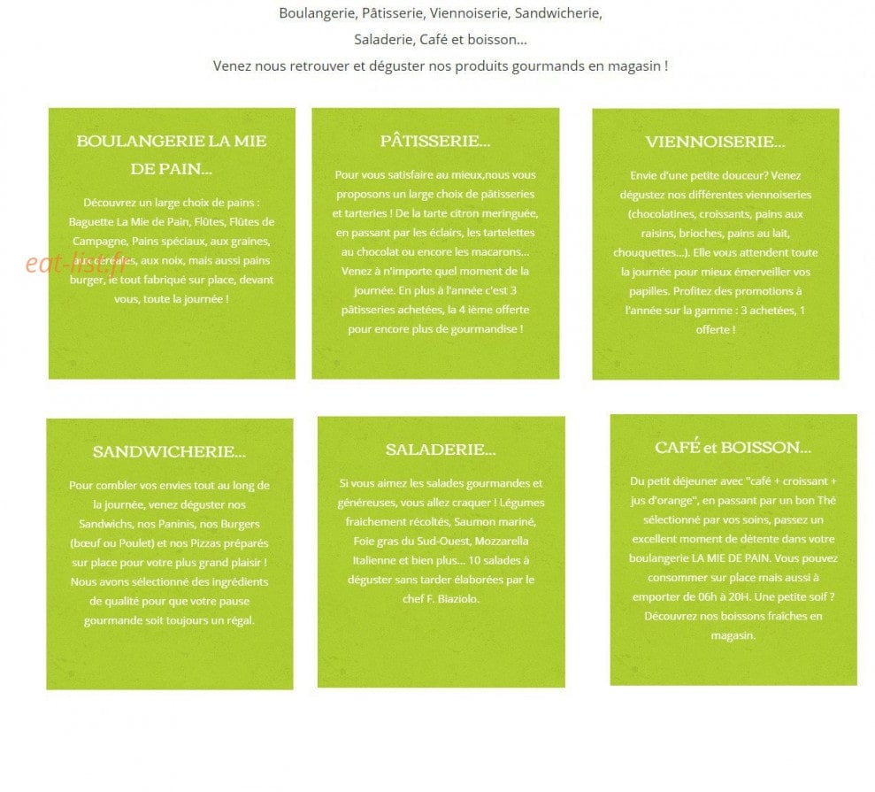 La Mie de Pain — carte page 1