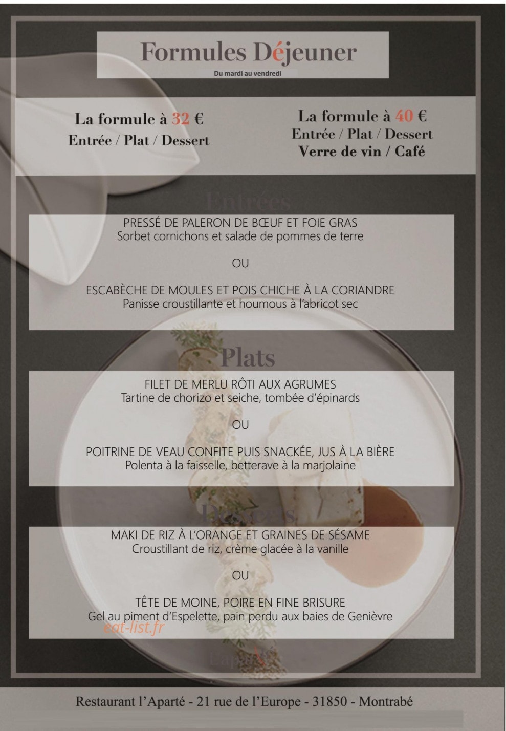 Restaurant l'aparté — carte page 5
