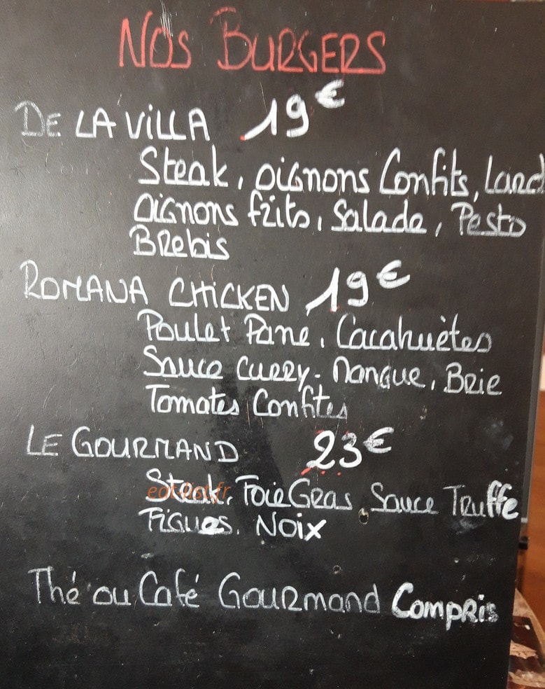 Carte et menu de Villa Romana à Labarthe sur Leze — Les burgers