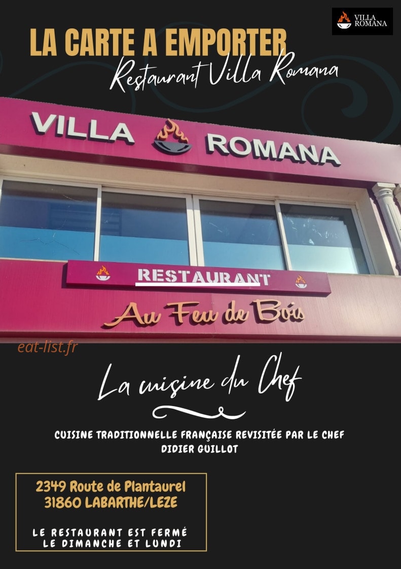 Carte et menu Villa Romana Labarthe-sur-Leze