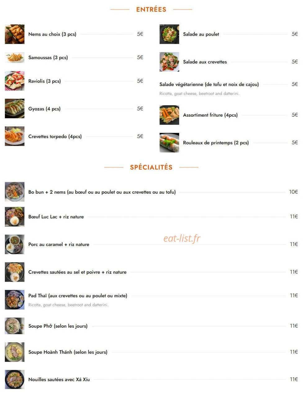 Chez Hoa — carte page 1