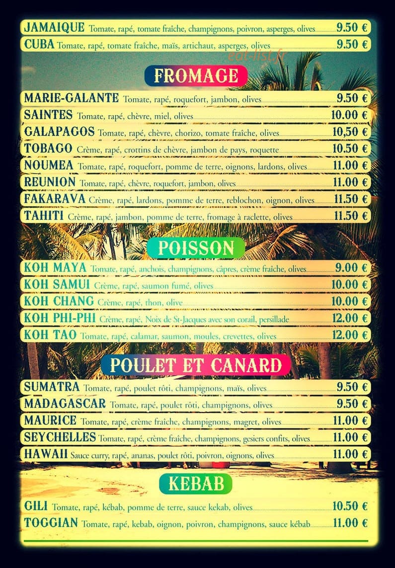 Bora-Bora Pizza — carte page 2