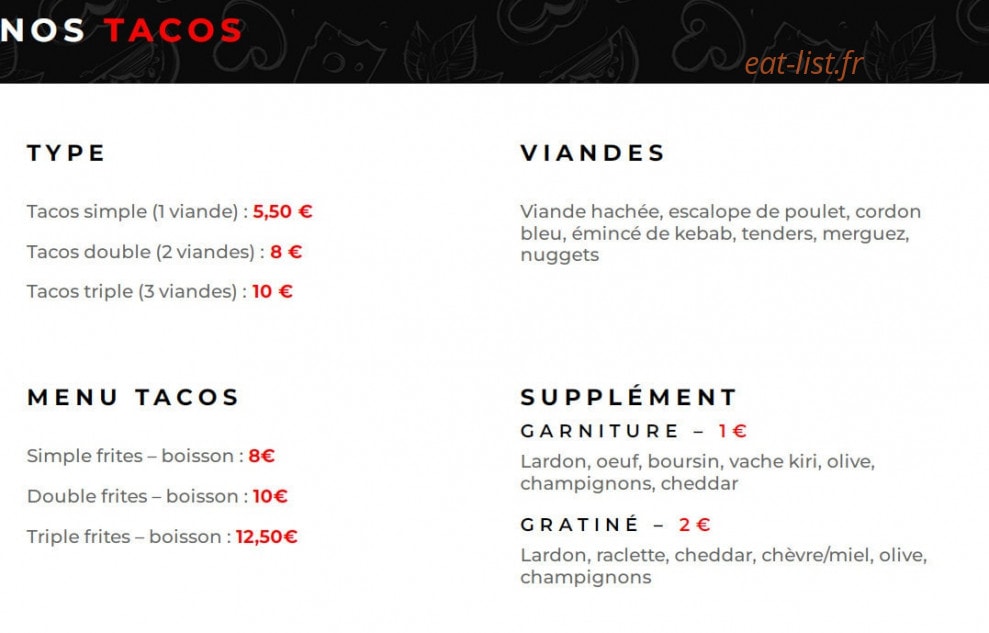 O'taco Pizz — carte page 2