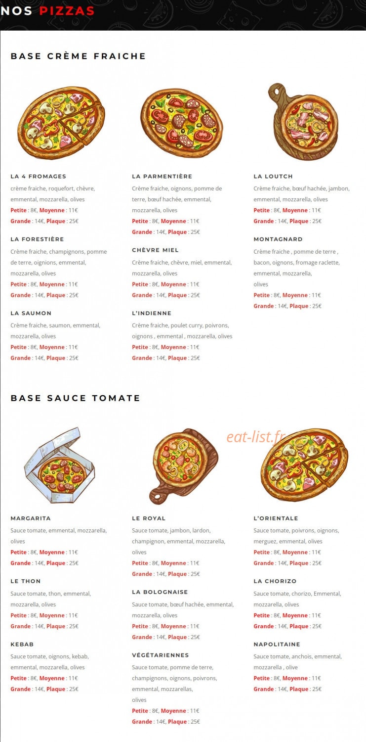 O'taco Pizz — carte page 1