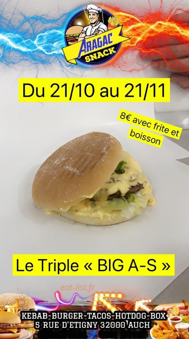 Aragac Snack — carte page 1