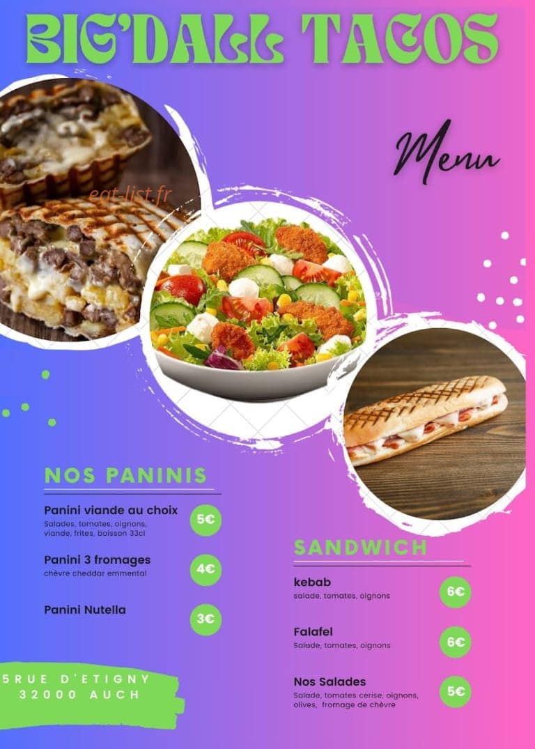 Big'dall Tacos — carte page 3