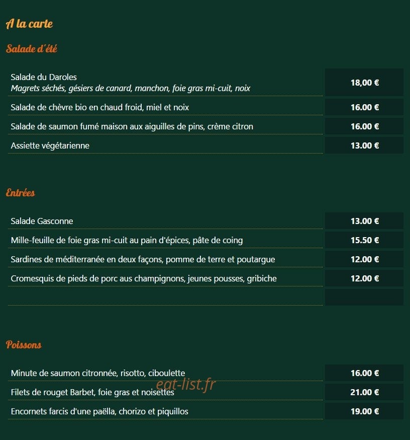 Café Daroles — carte page 2