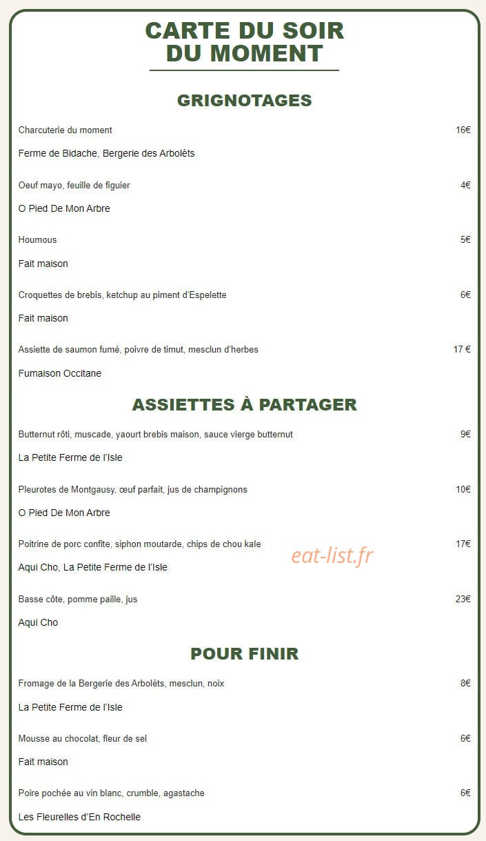 Cave et Repas à l'Unisson — carte page 1