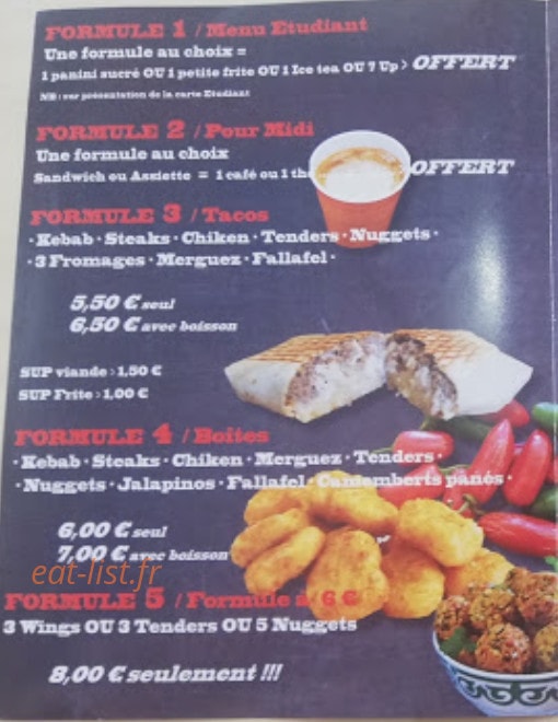 Chiche Kebab — carte page 1