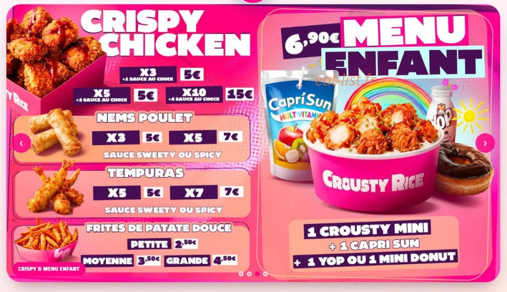 Crousty Rice — carte page 2