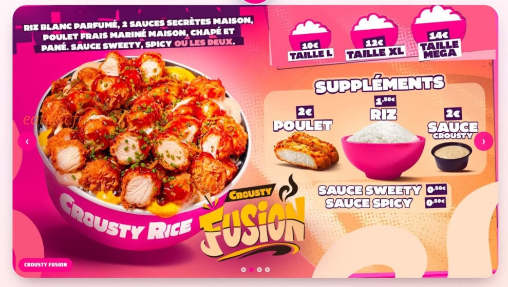 Crousty Rice — carte page 3