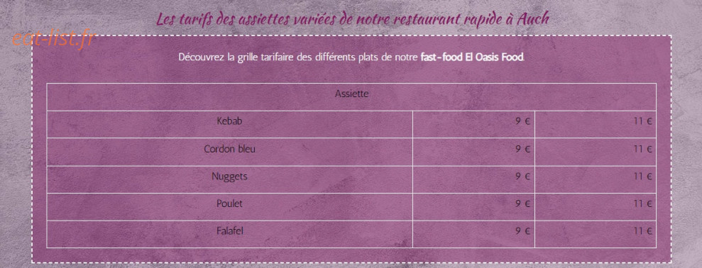 El Oasis Food — carte page 4