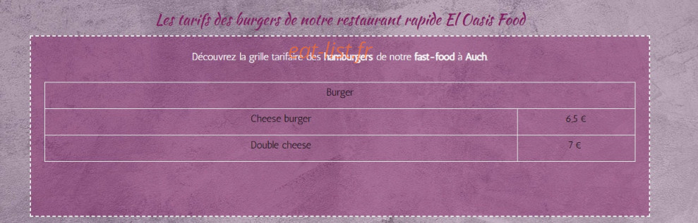 El Oasis Food — carte page 2