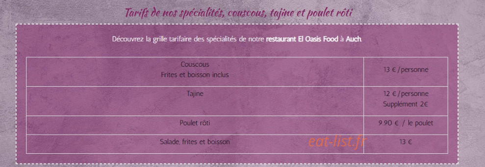 El Oasis Food — carte page 5