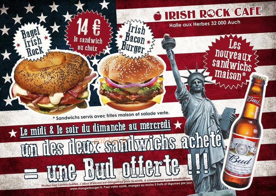 Irish Rock Café — carte page 1