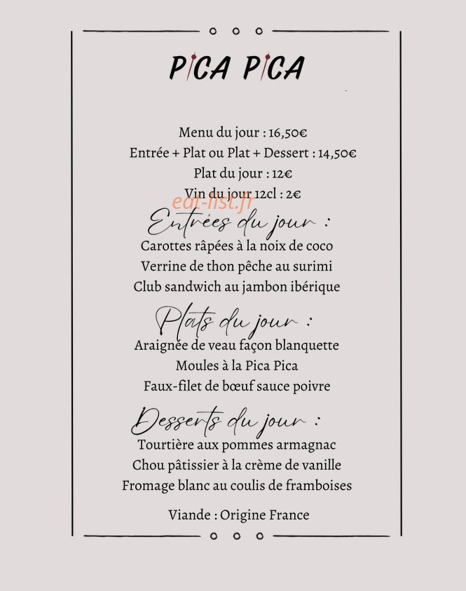 Pica Pica — carte page 1