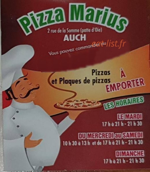 Pizza Marius — carte page 1