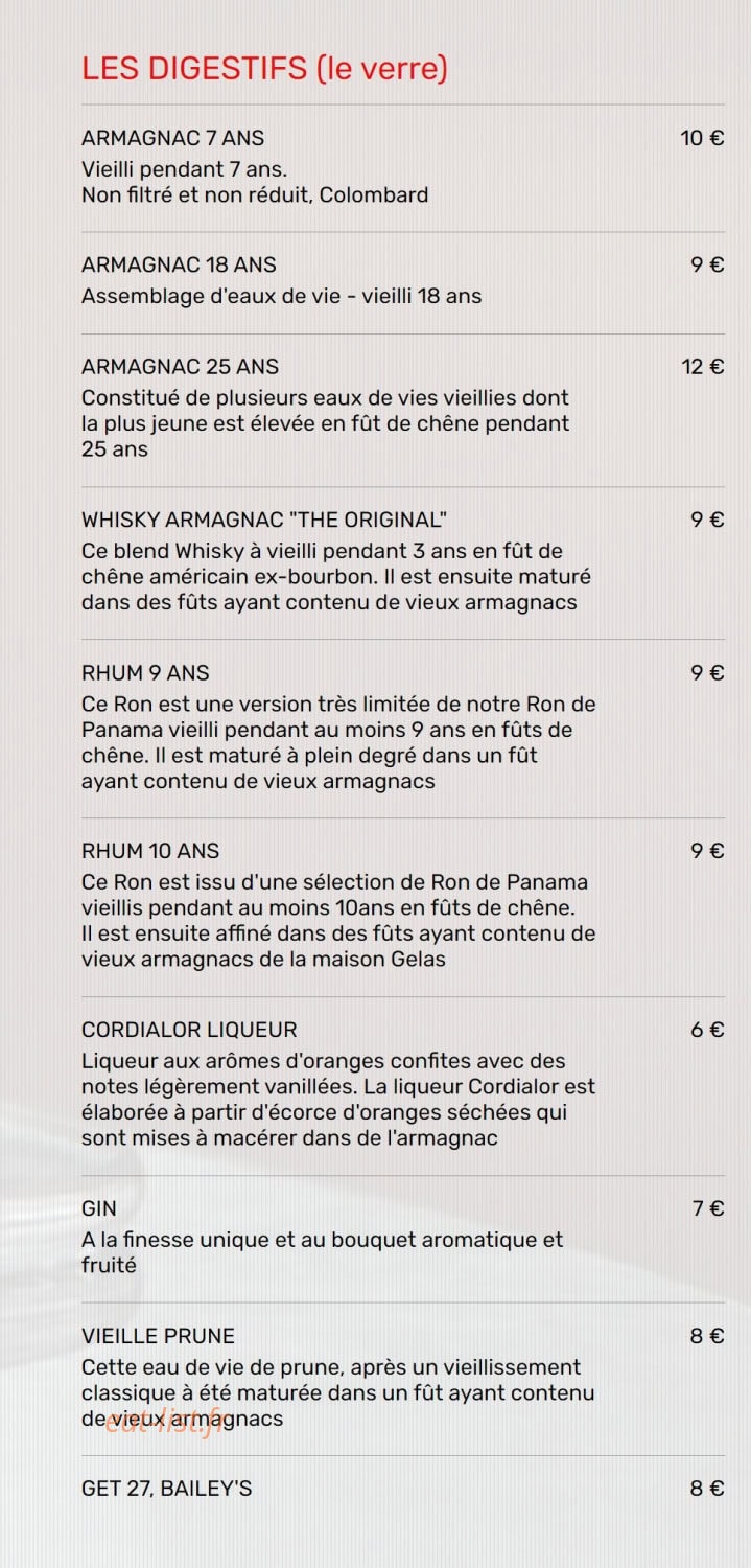 Restaurant de l'Aéroport — carte page 12