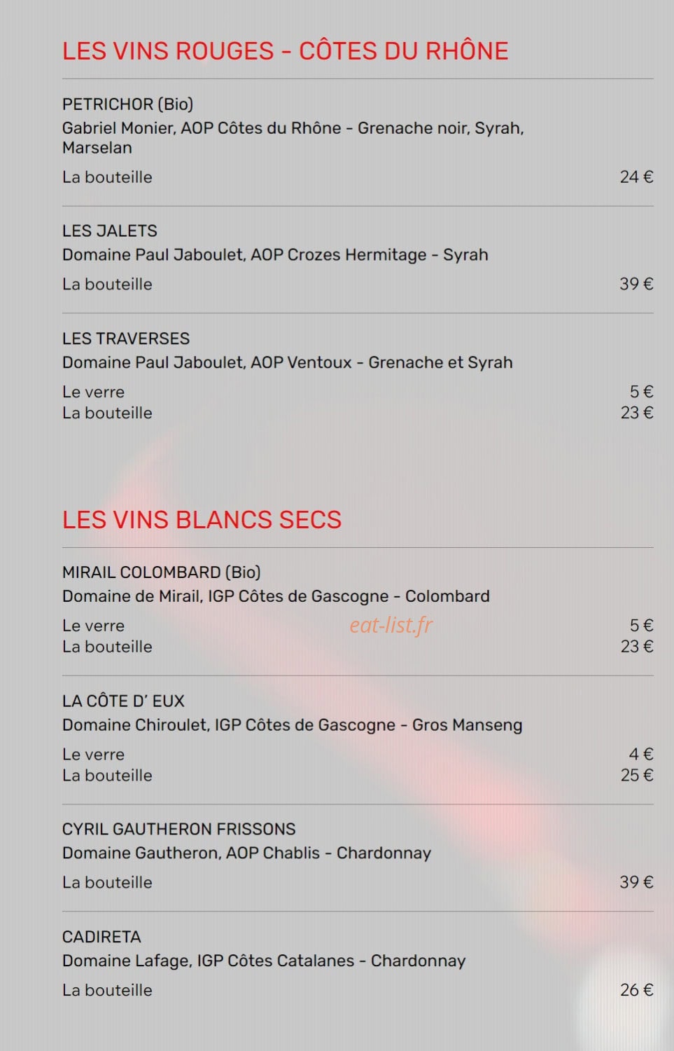 Restaurant de l'Aéroport — carte page 4