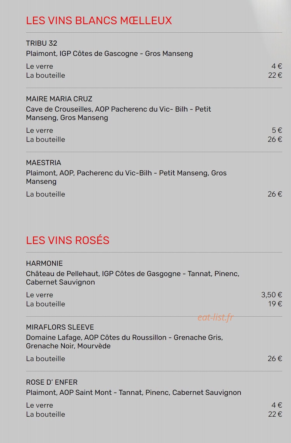 Restaurant de l'Aéroport — carte page 5