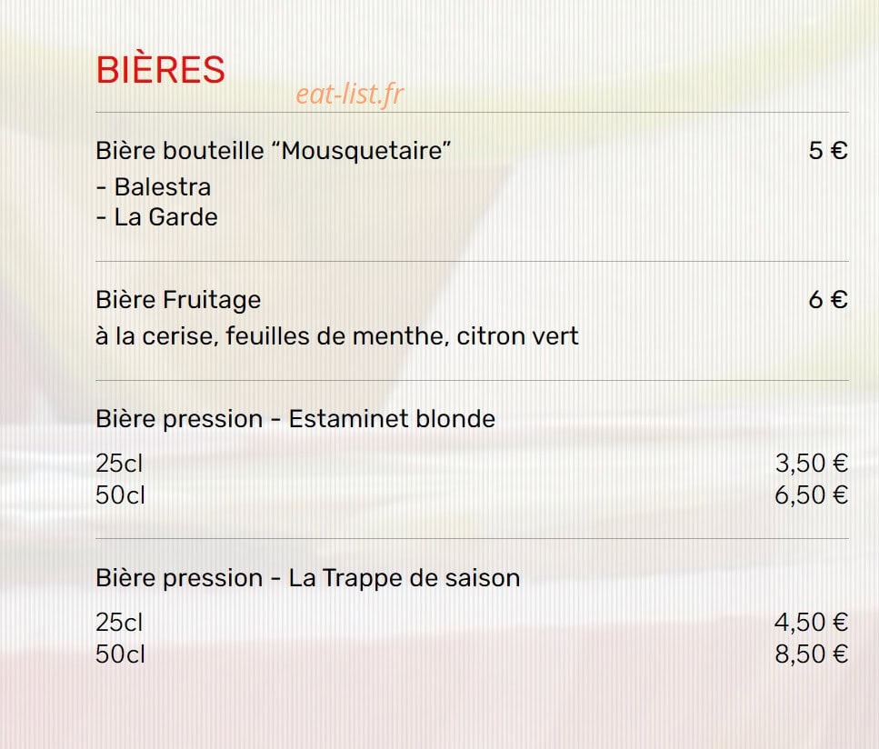 Restaurant de l'Aéroport — carte page 8