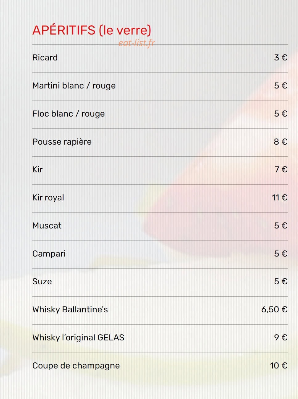 Restaurant de l'Aéroport — carte page 7