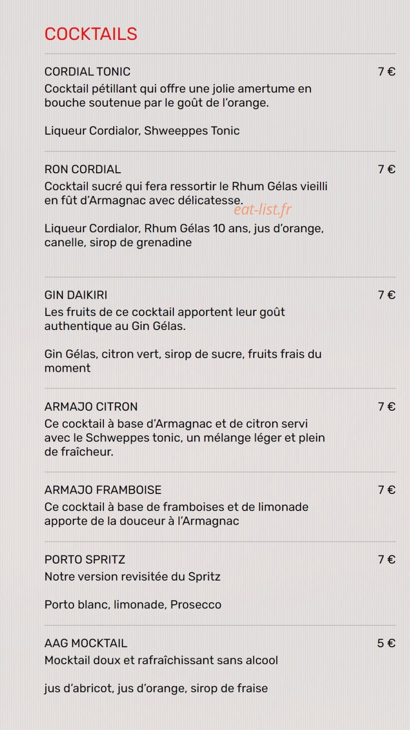 Restaurant de l'Aéroport — carte page 11