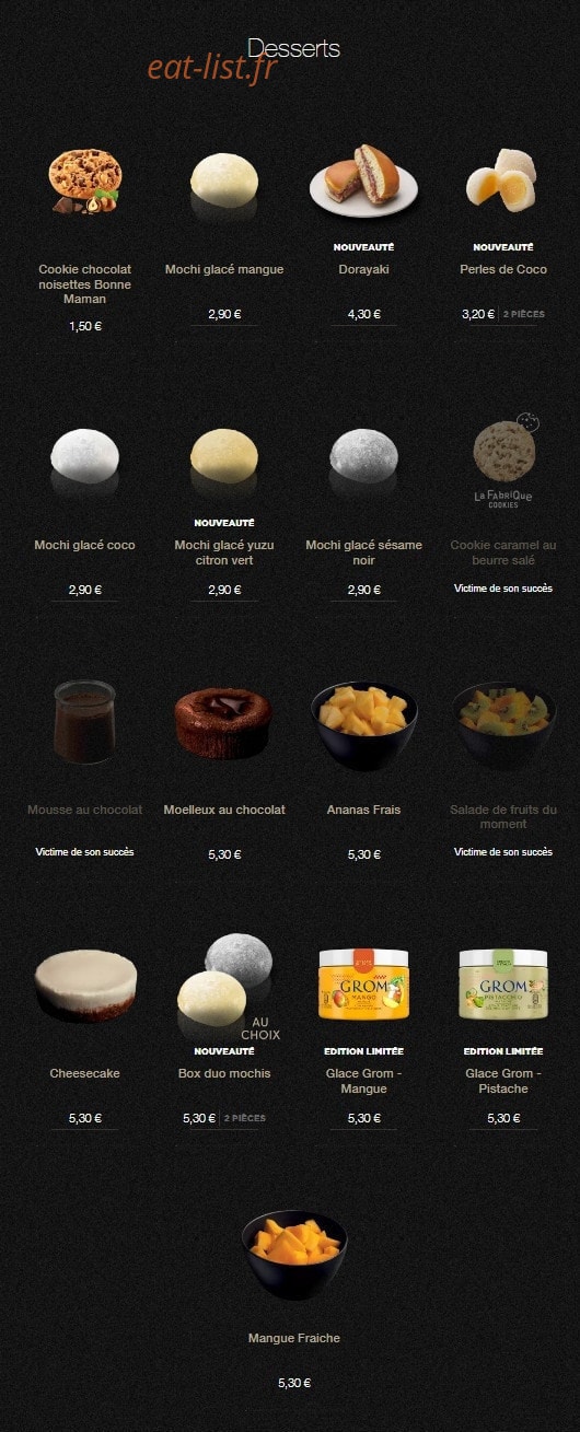Sushi Shop — carte page 25
