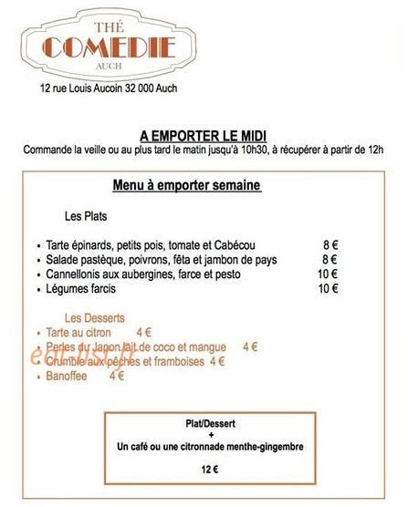 Thé Comédie — carte page 1