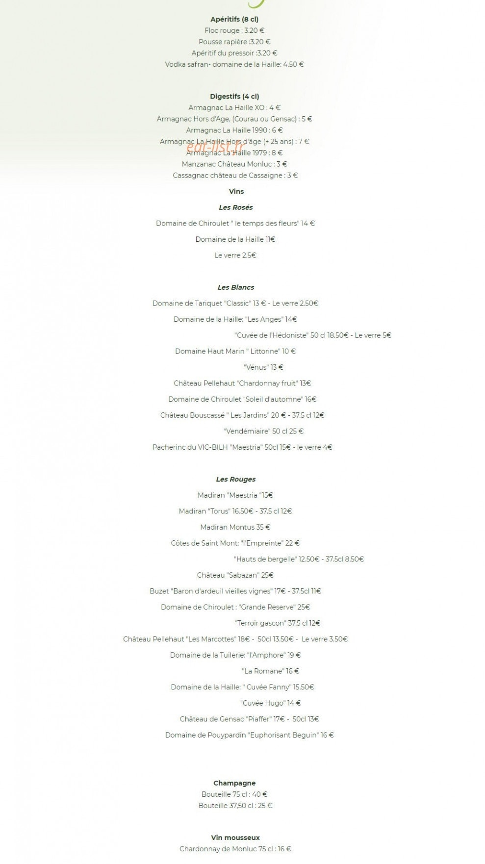 Au Vieux Pressoir — carte page 2