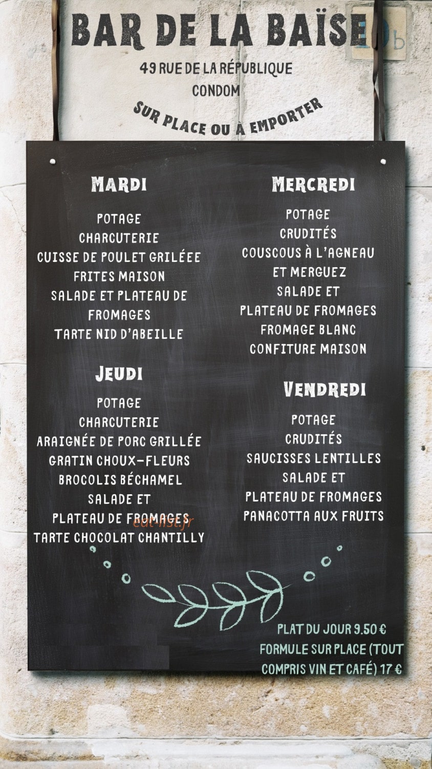 Bar de la Baïse — carte page 1