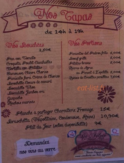 La Cantina des Mousquetaires — carte page 1