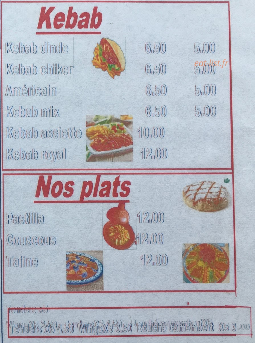 Trésor Food — carte page 2