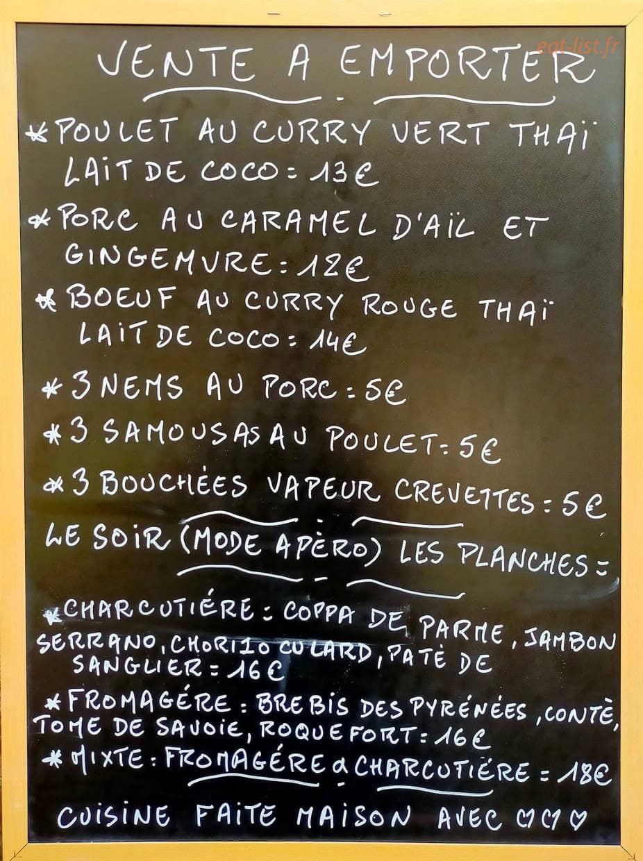 Bistrot du Chateau — carte page 1