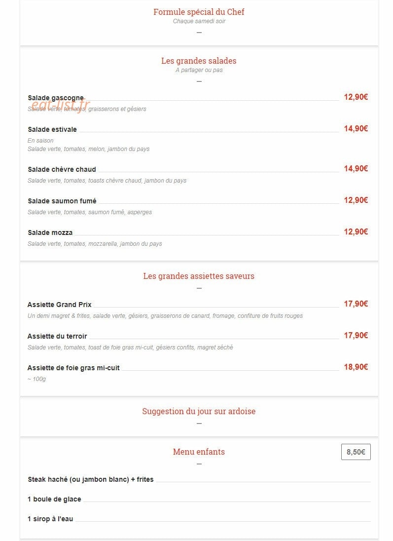 Café du Commerce — carte page 1