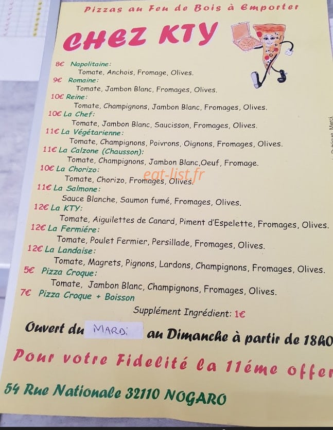 Chez Kty — carte page 1
