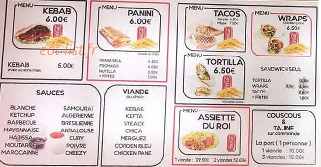 Le Médina Kebab — carte page 1