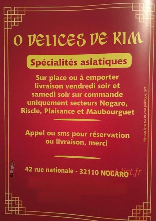 Ô Délices de Kim — carte page 1