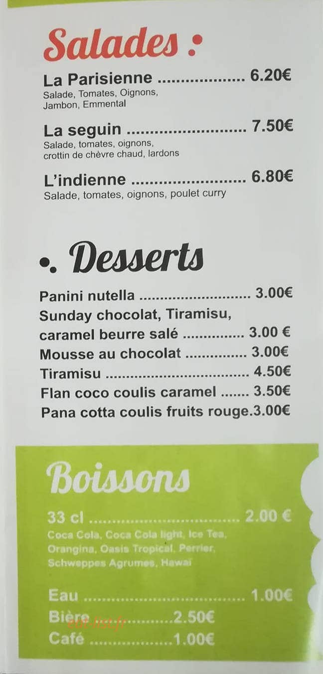 O' Folies Burgers — carte page 3