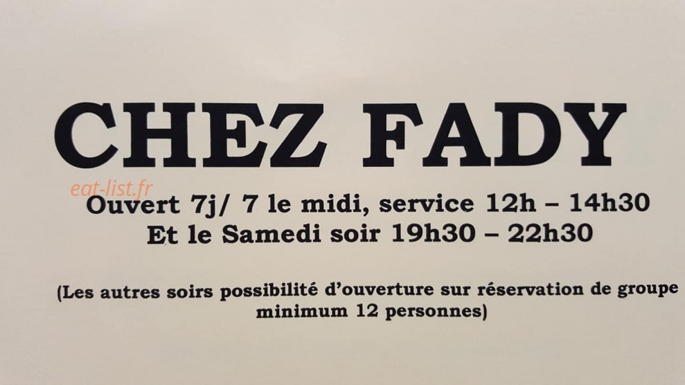 Chez Fady — carte page 1