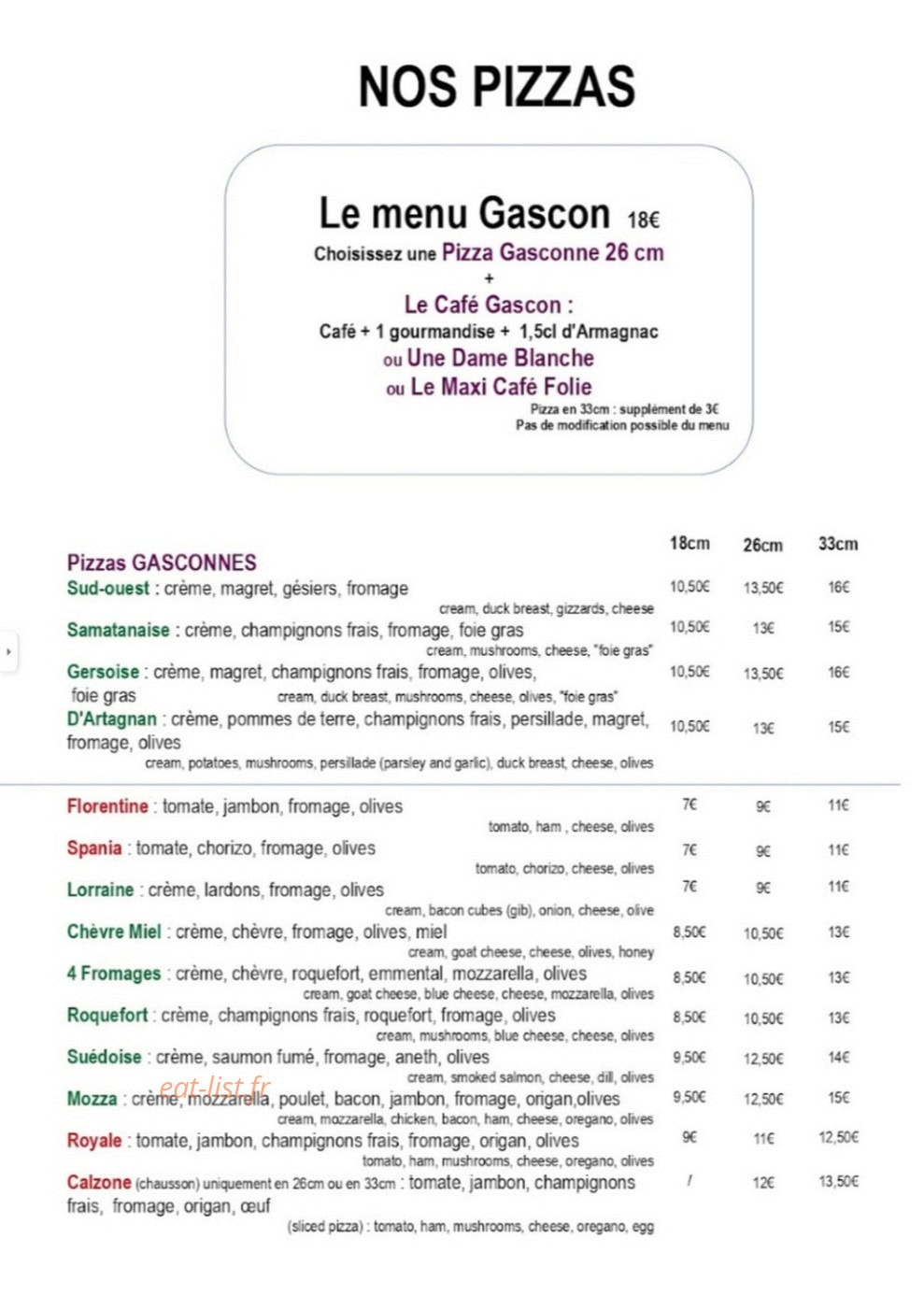 Au Petit Creux — carte page 2