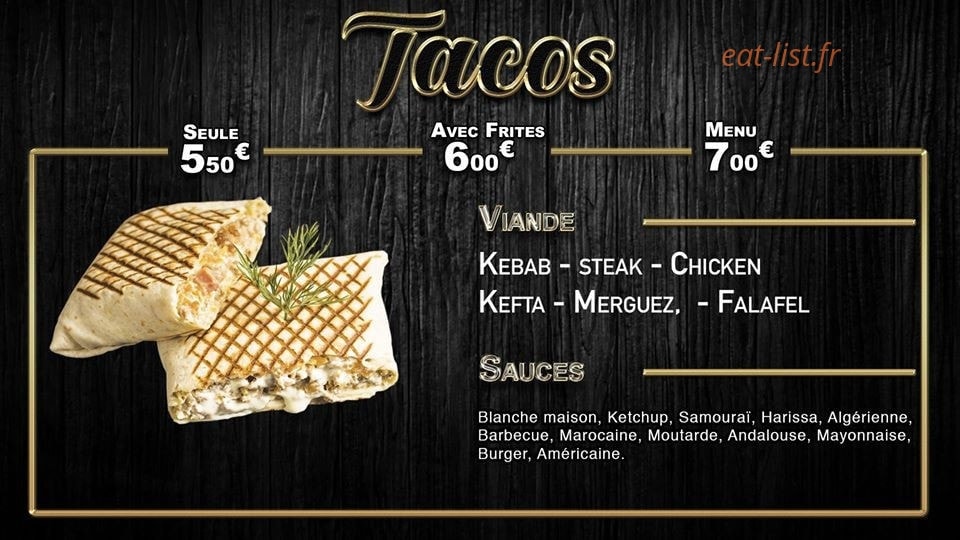 Tacos & Burger — carte page 2