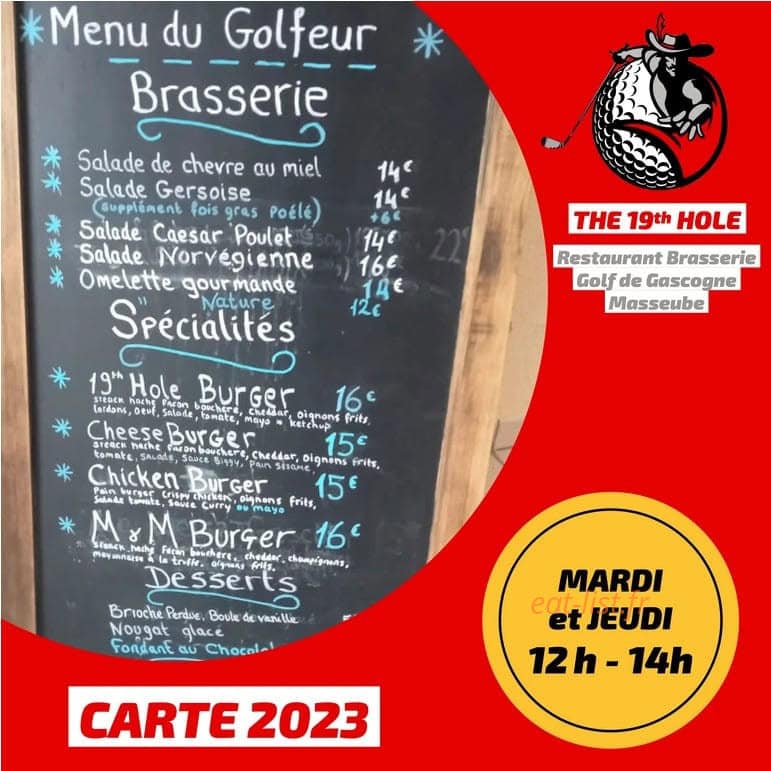 The 19th Hole — carte page 1